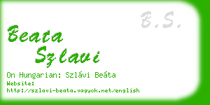 beata szlavi business card