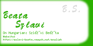 beata szlavi business card